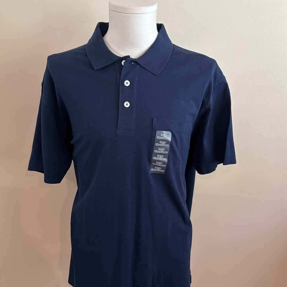 St. John's Bay Blue Super Soft Jersey Mens Classic Fit Short Sleeve Polo Shirt